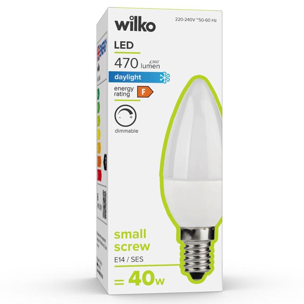 Wilko 1 pack Small Screw E14/SES LED 6W 470 Lumens Daylight Candle