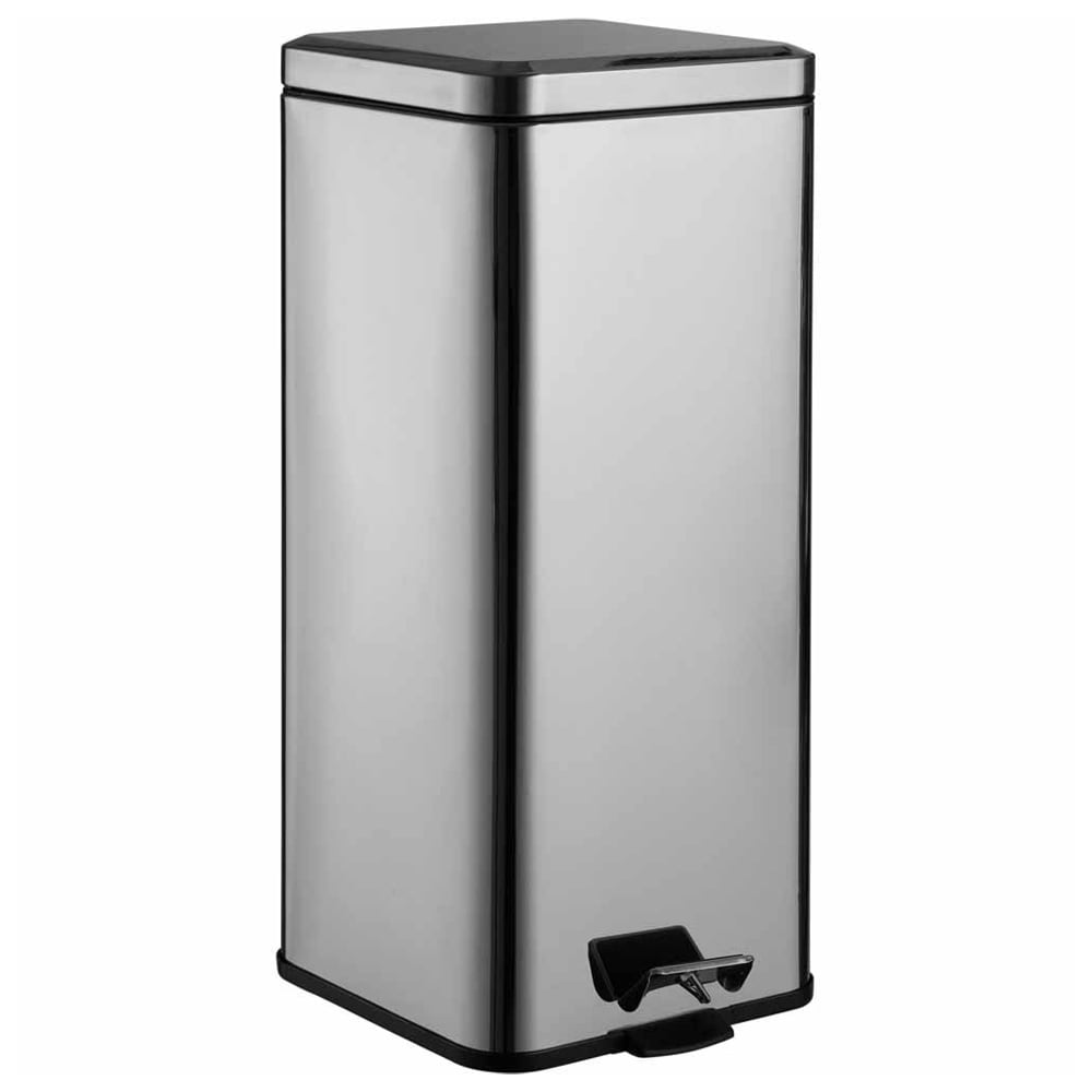 Wilko Chrome Square Soft Close Bin 30L Wilko