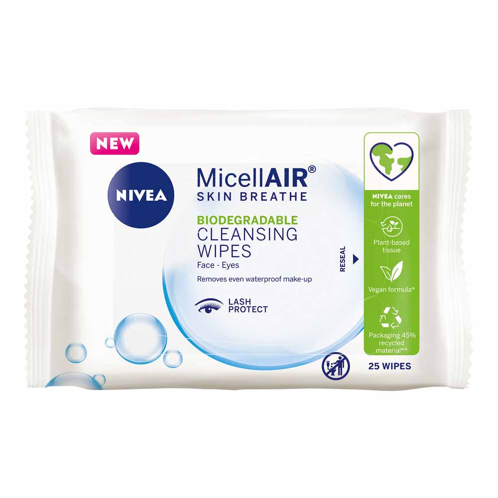 Nivea Biodegradable Micellar Cleansing Face Wipes 25 wipes Wilko