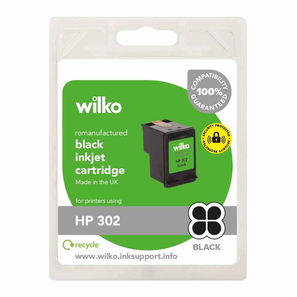 Wilko HP 302 Black Remanufactured Inkjet Cartridge Wilko