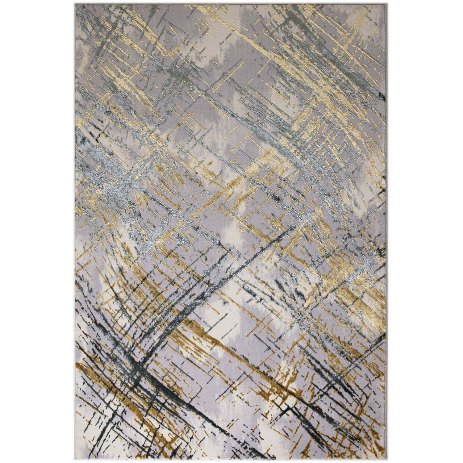 Silverabstrackt Rug Silver Diamond Abstract Rug 200 x 140cm | Wilko