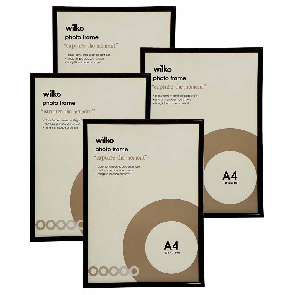 Wilko Black Easy Photo Frame A4 4 Pack Wilko