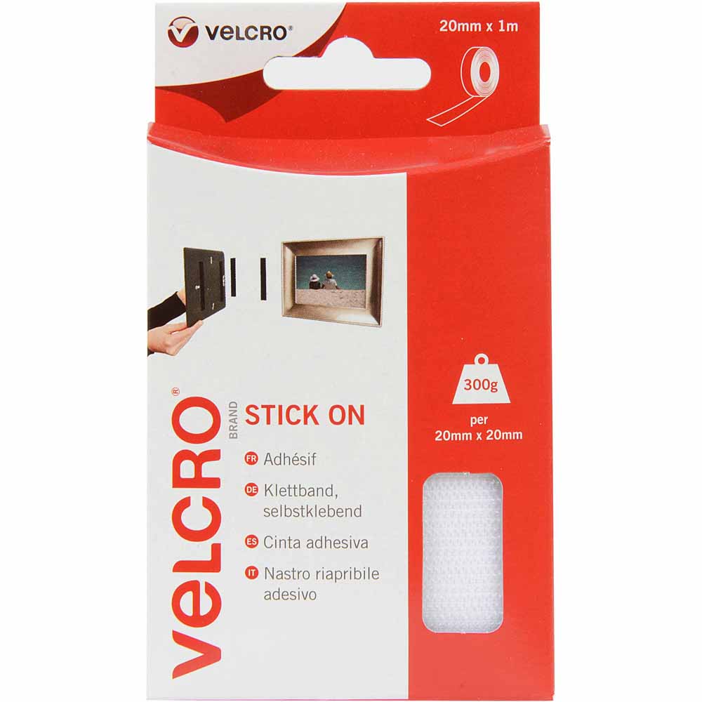 Velcro 20mm x 1m Stick On Hook and Loop Wilko