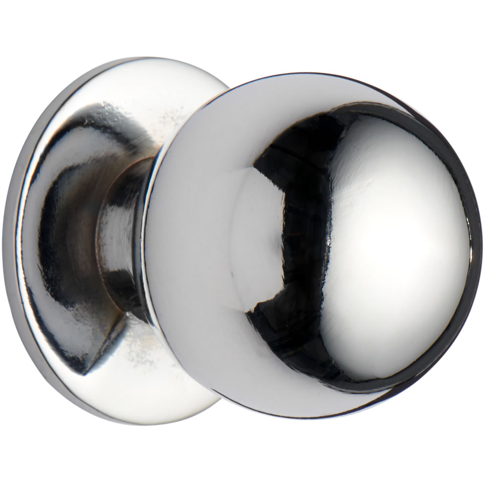 Wilko 22mm Round Polished Chrome Door Knob 2 pack Wilko