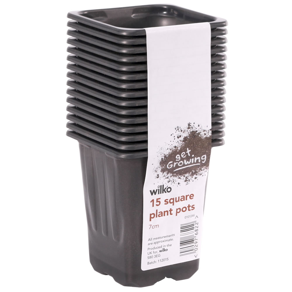 Wilko Black Square Plant Pot 7cm 15 Pack Wilko