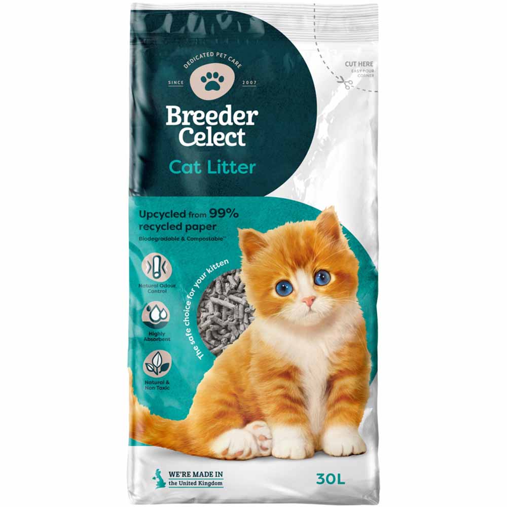 Breeder Celect Cat Litter Recycled Paper 30L Wilko
