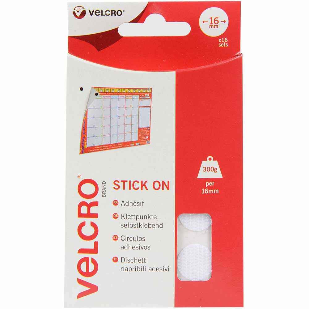 Velcro 16mm Stick On Coins 16 Set Wilko