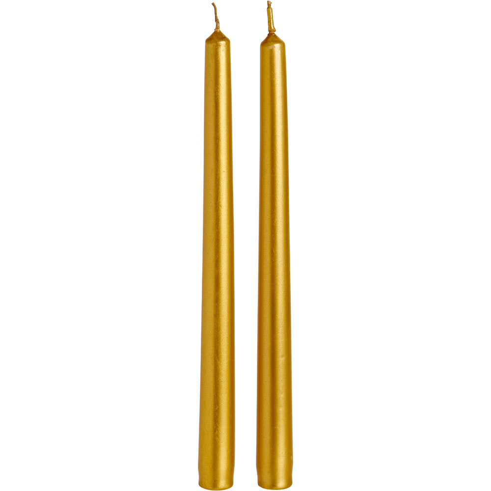 Wilko Gold Taper Candles 2 Pack Wilko