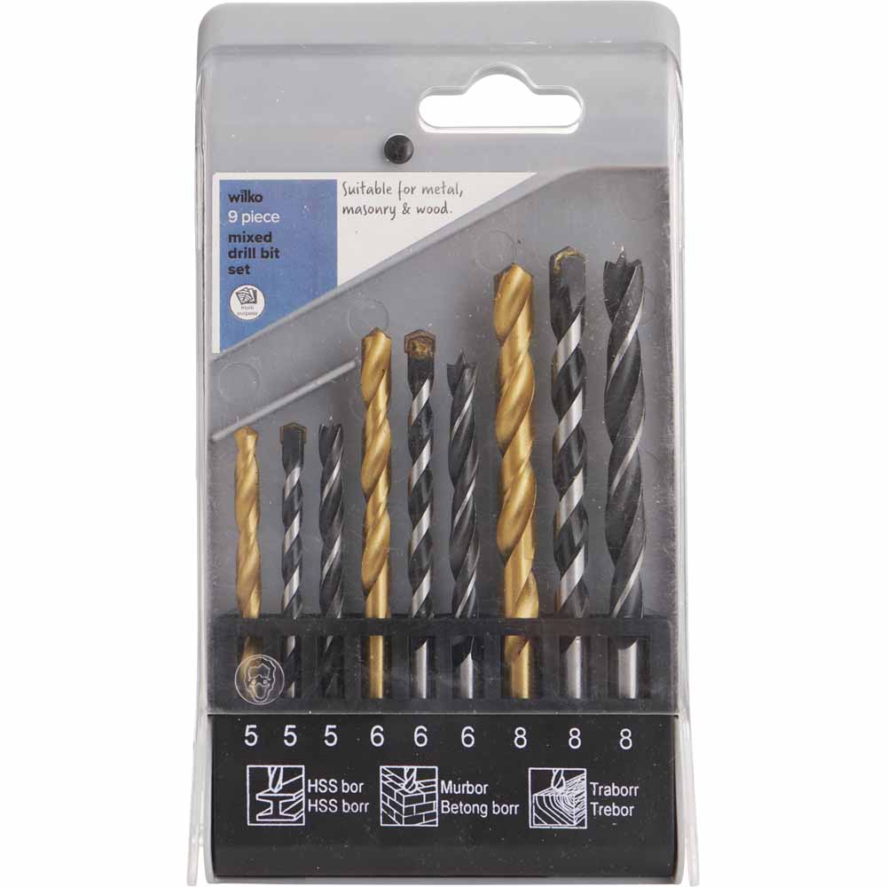 Wilko HSS Masonry and Wood Drill Bit Set 9 Piece Wilko