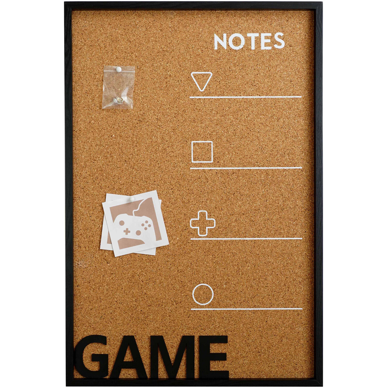 Gaming Cork Memo Board Black Wilko
