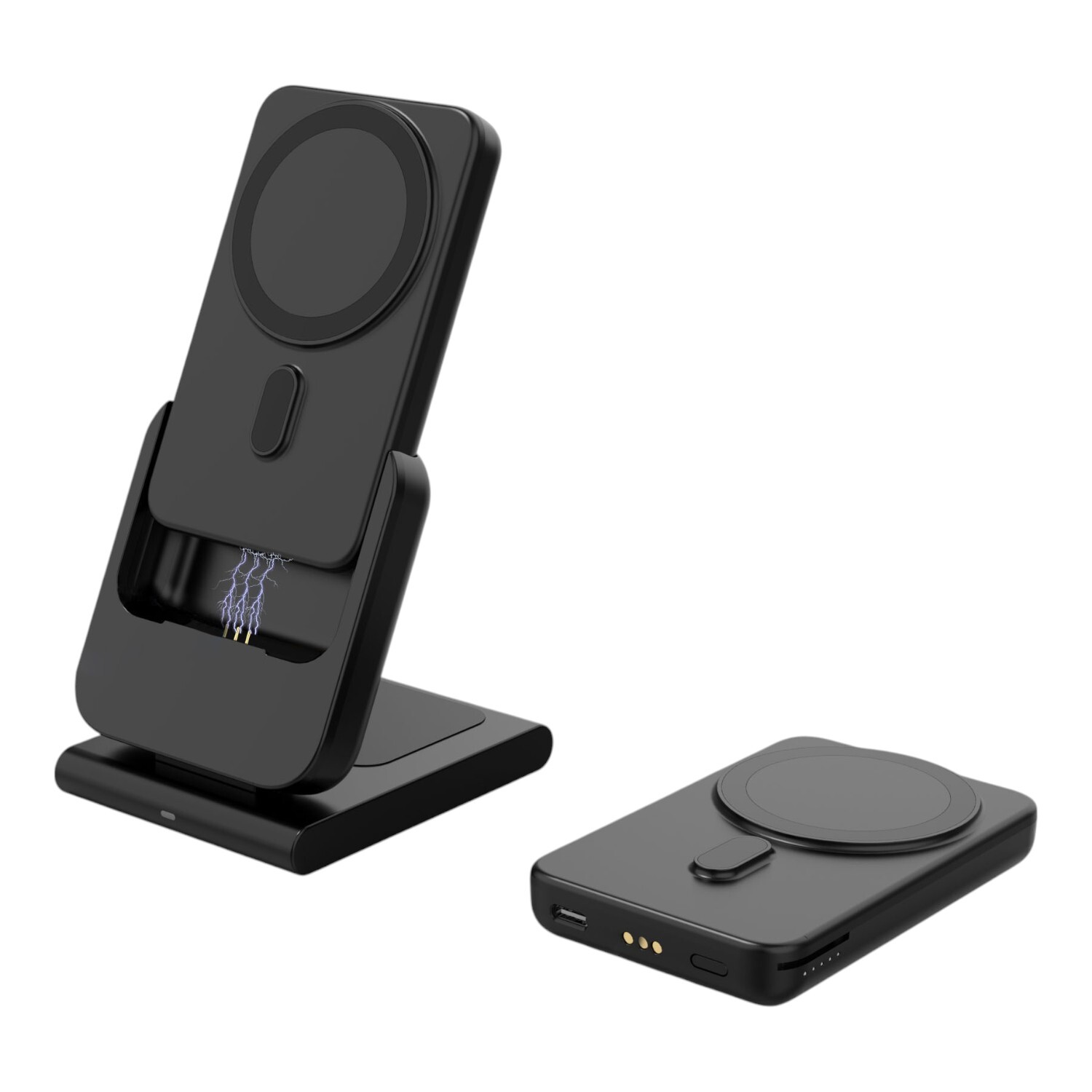 Wireless Charging Stand with Power Bank - Grey | Wilko