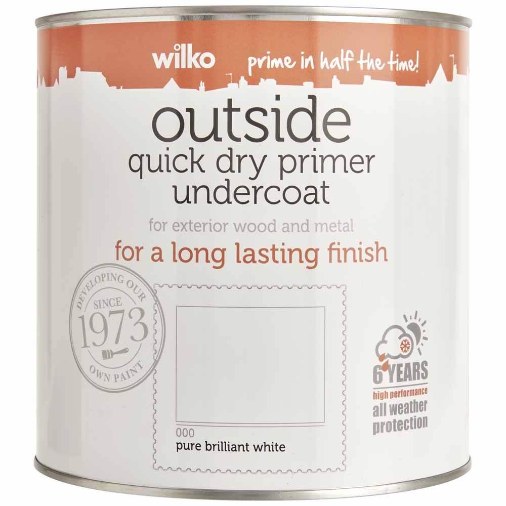 Wilko Pure Brilliant White Quick Dry Exterior Unde rcoat Paint 2.5L Wilko