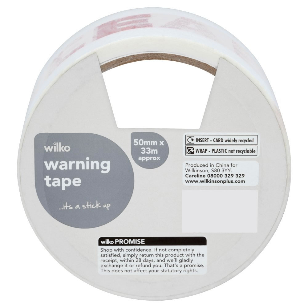 Wilko Fragile Warning Tape 50mm x 30m Wilko