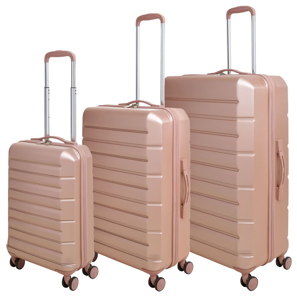 Wilko Hard Shell Rose Gold Suitcase Bundle Wilko