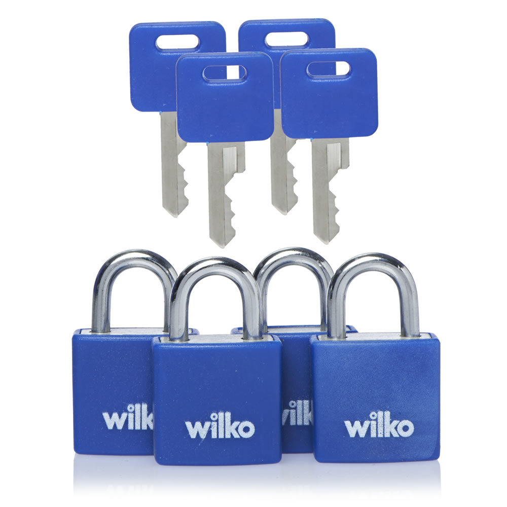 Wilko Aluminium Padlock 20mm Assorted Colours 4 p ack Wilko