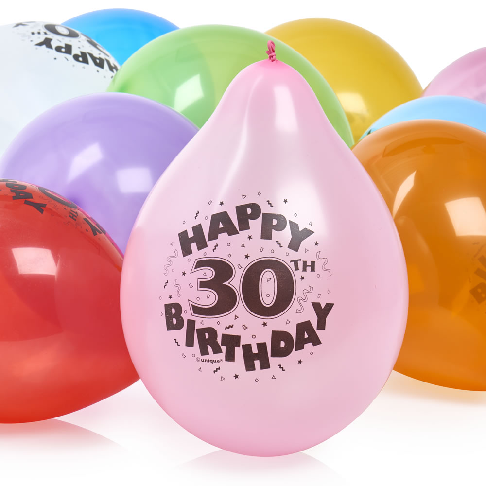 Wilko 30th Birthday Balloons 10 pack Wilko