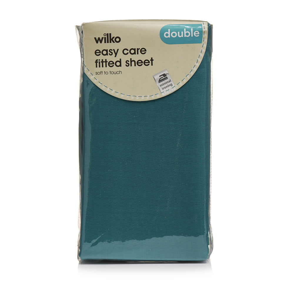 Wilko Easy Care Teal Double Fitted Sheet Wilko