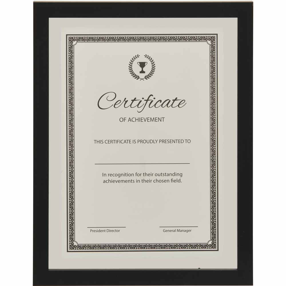 Wilko Glass Black Certificate Frame A4 Wilko