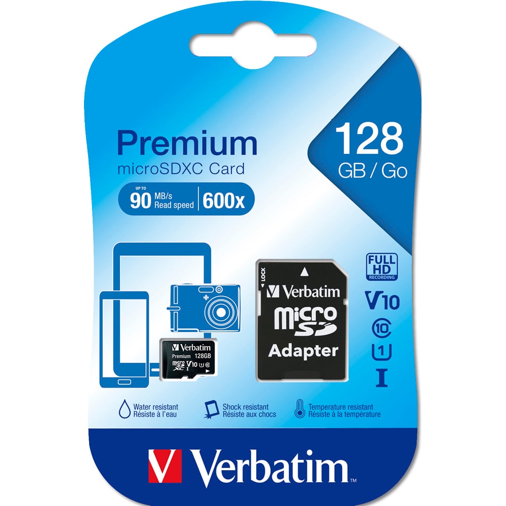 Verbatim 128GB Premium Micro SDXC Memory Card with Adapter Wilko