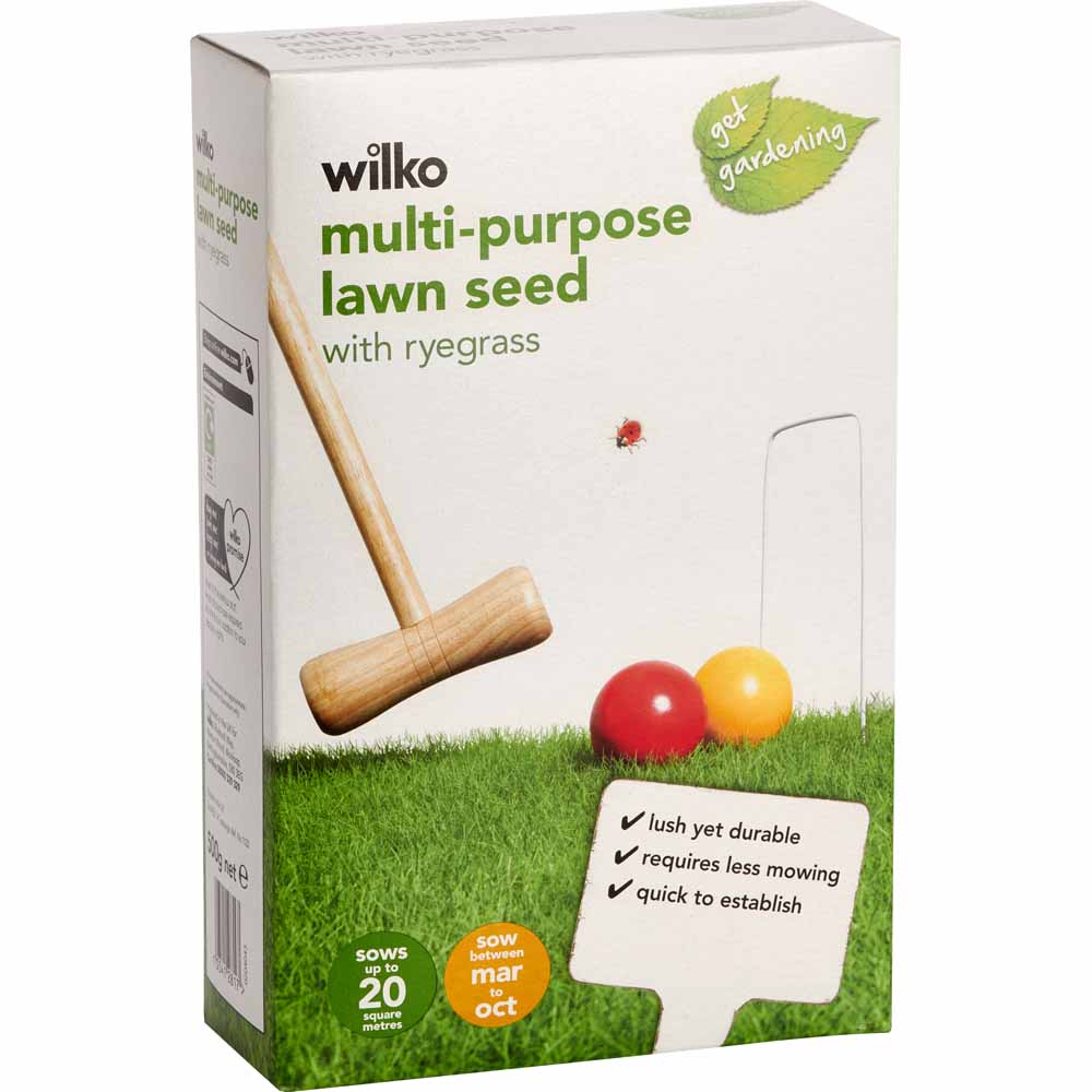 Wilko MultiPurpose Lawn Seed with Ryegrass 20msq 500g Wilko