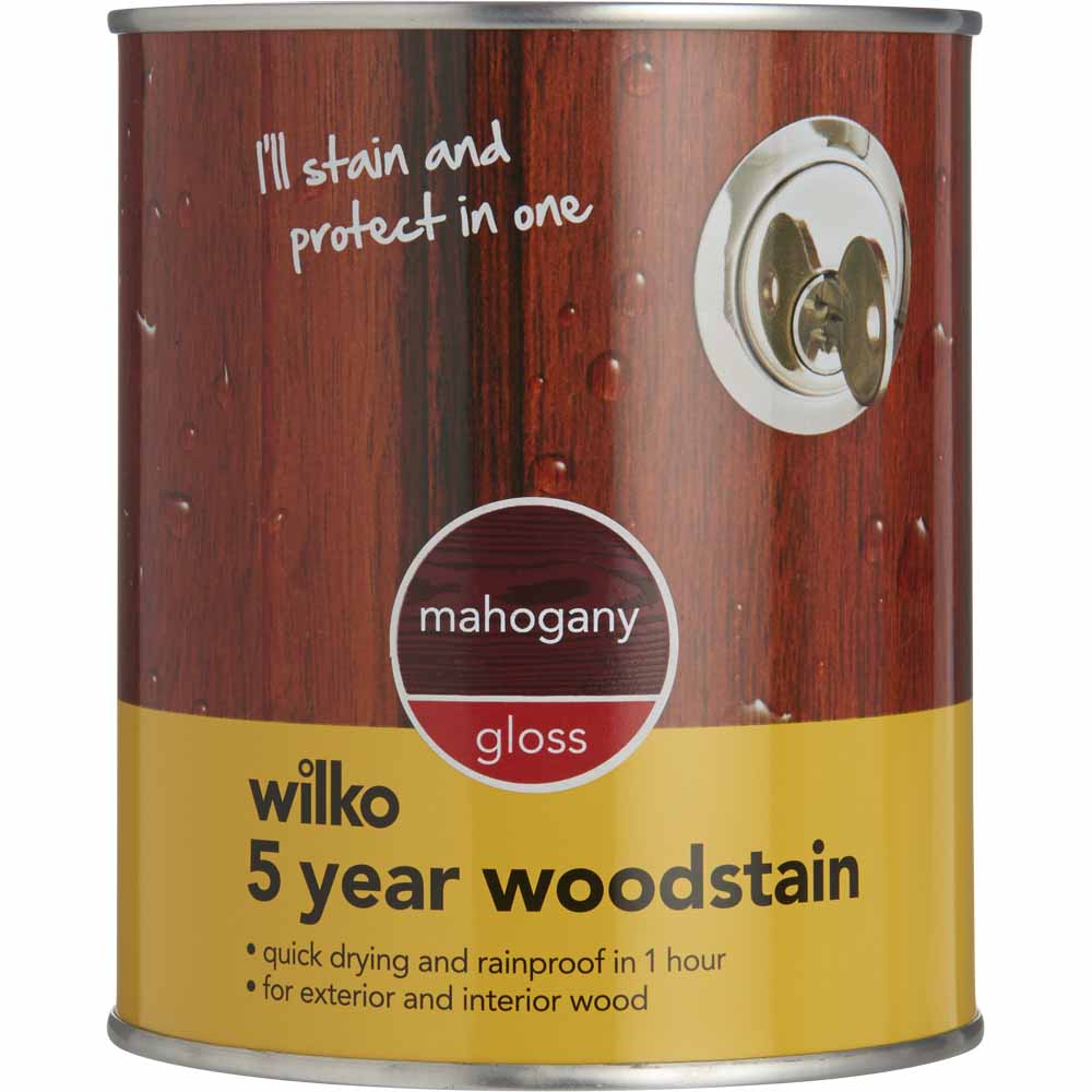 Wilko 5 Year Mahogany Gloss Woodstain 750ml Wilko