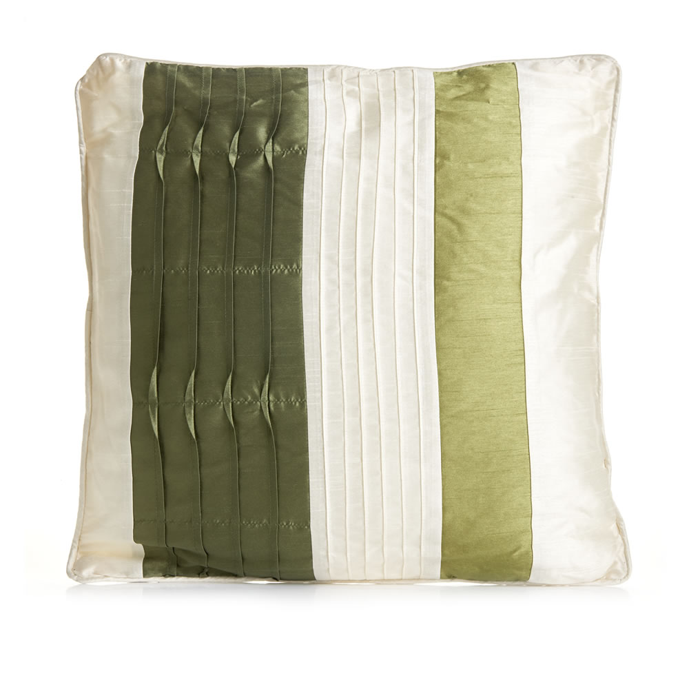 Wilko Faux Silk Green Stripe Cushion 43 x 43cm Wilko