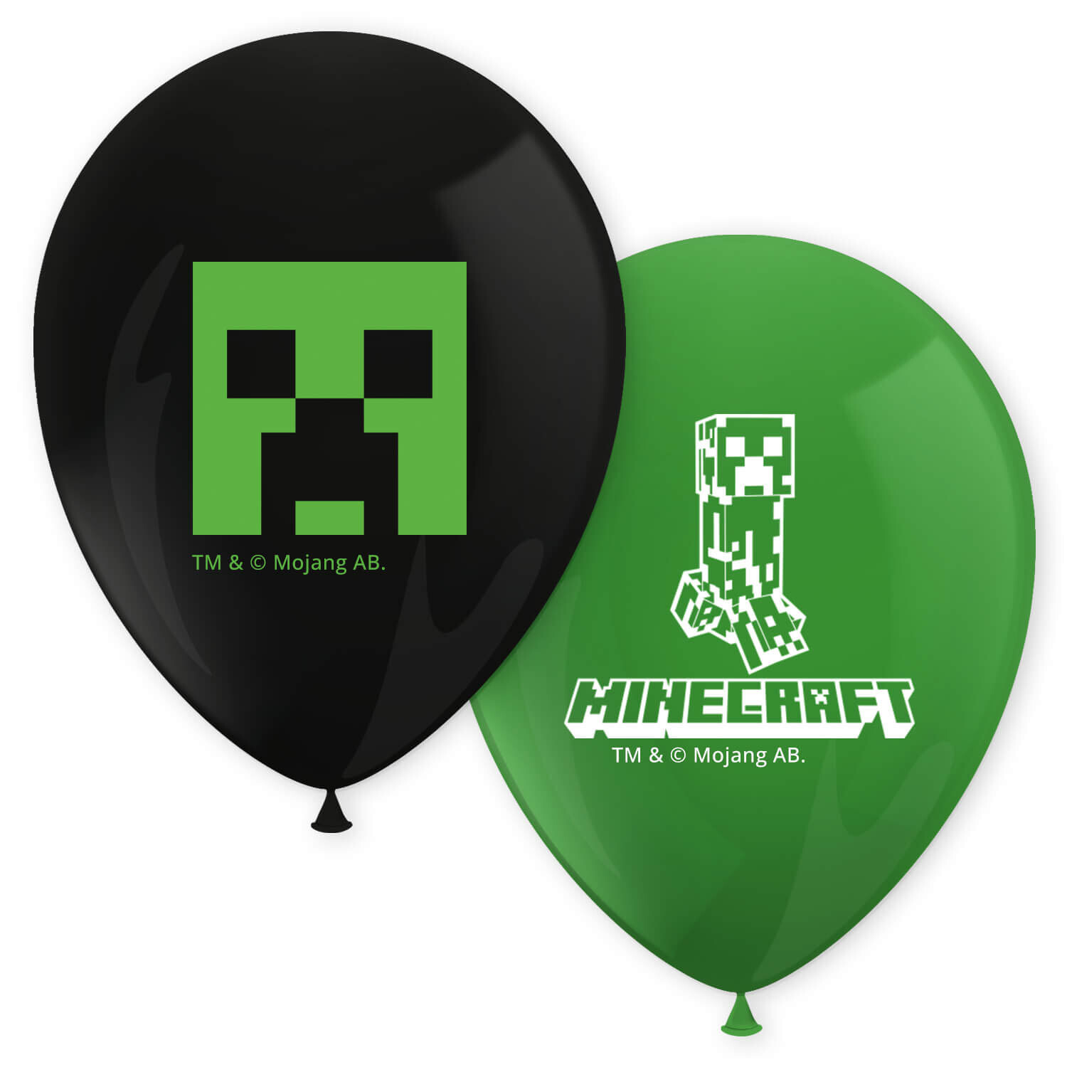 Pack of 8 Minecraft Latex Balloons - Green and Black | Wilko