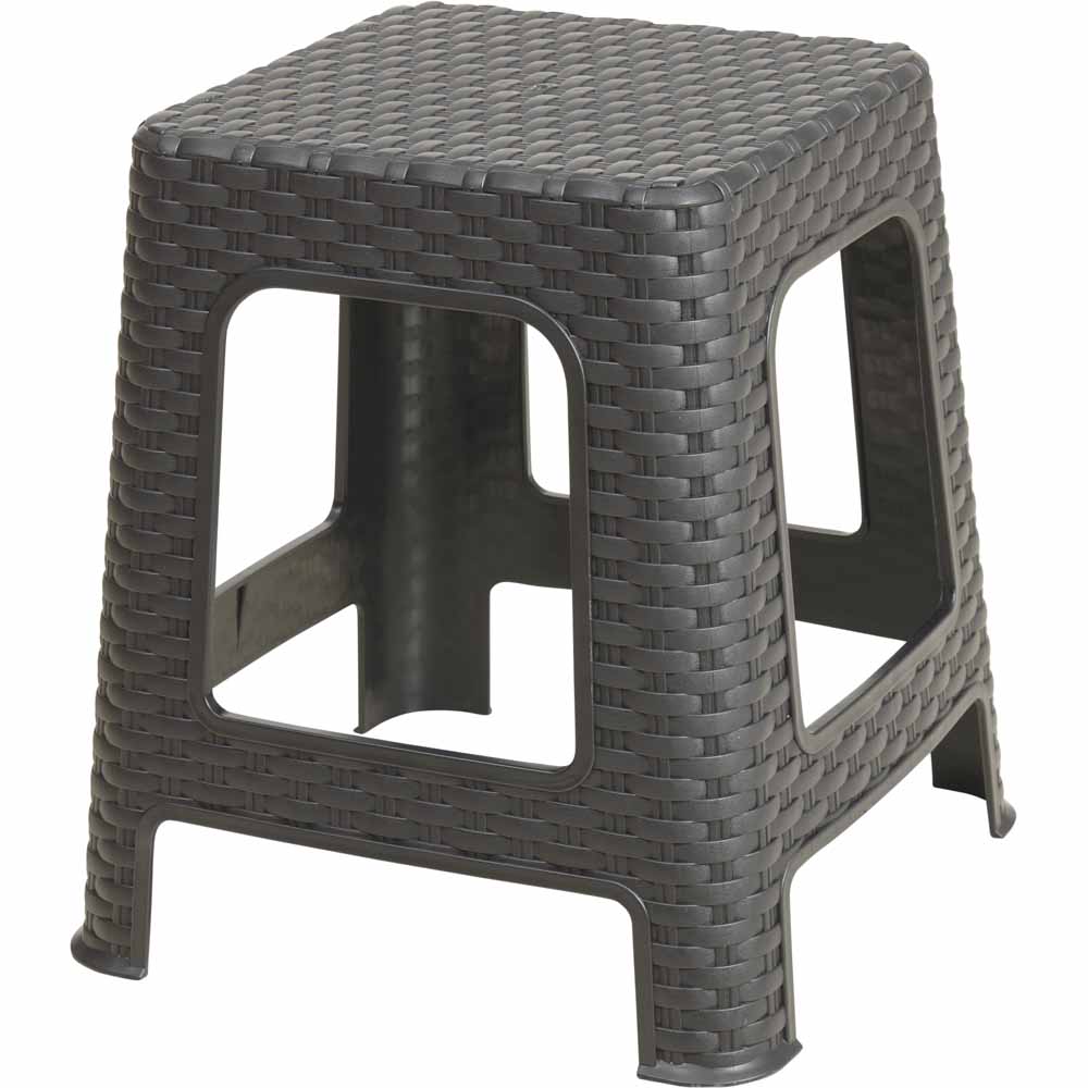 Wilko Rattan Plastic Stool Small cappuccino Wilko