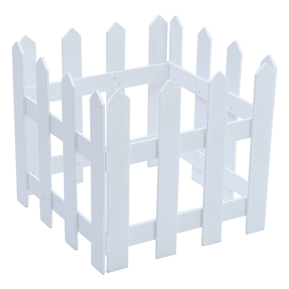 Living and Home White Wooden Christmas Tree Picket Fence Wilko