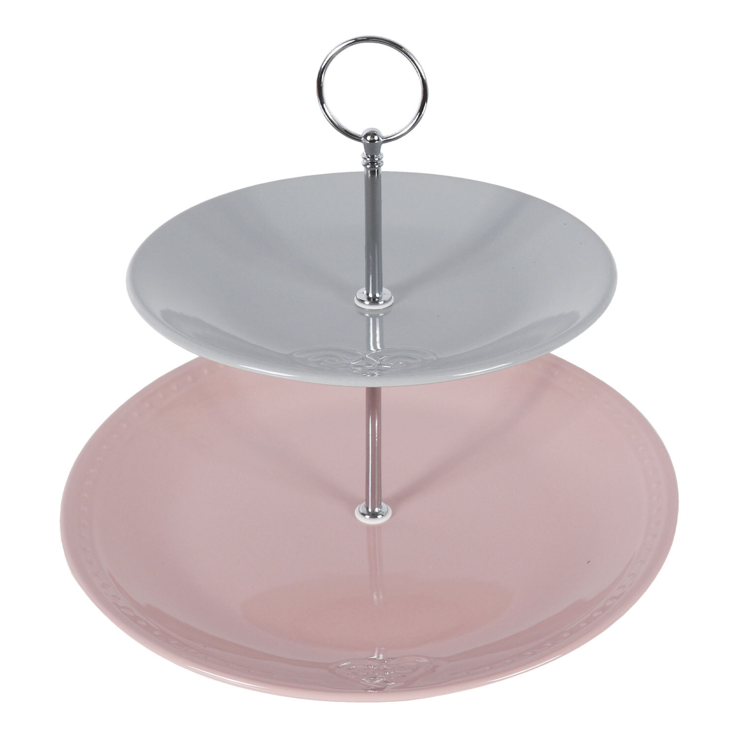 2 Tier Embossed Hearts Cake Stand Wilko