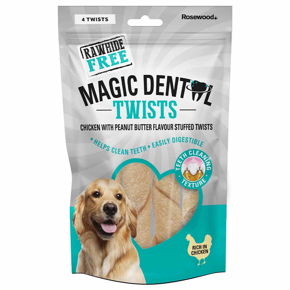 Rosewood Magic Rawhide Free Dental Twist Dog Treat 120g Wilko