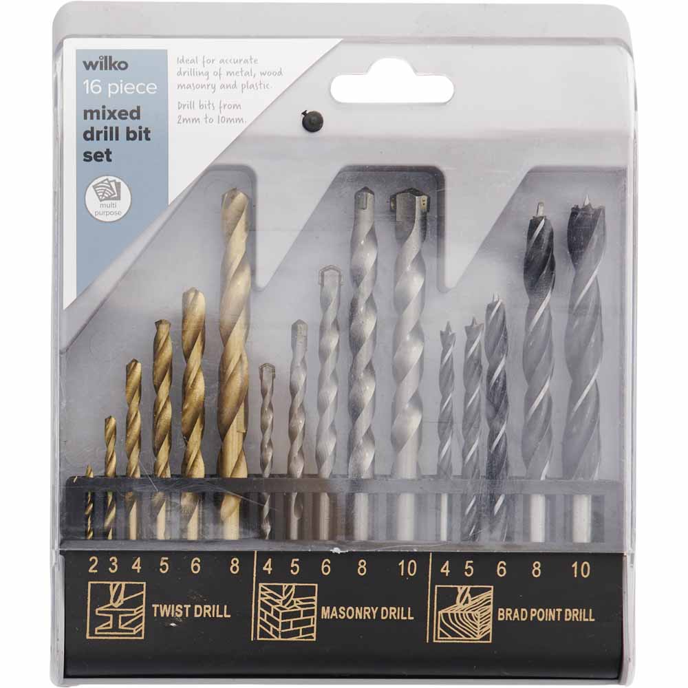 Wilko Mixed Drill Bit Set 16 Piece Wilko