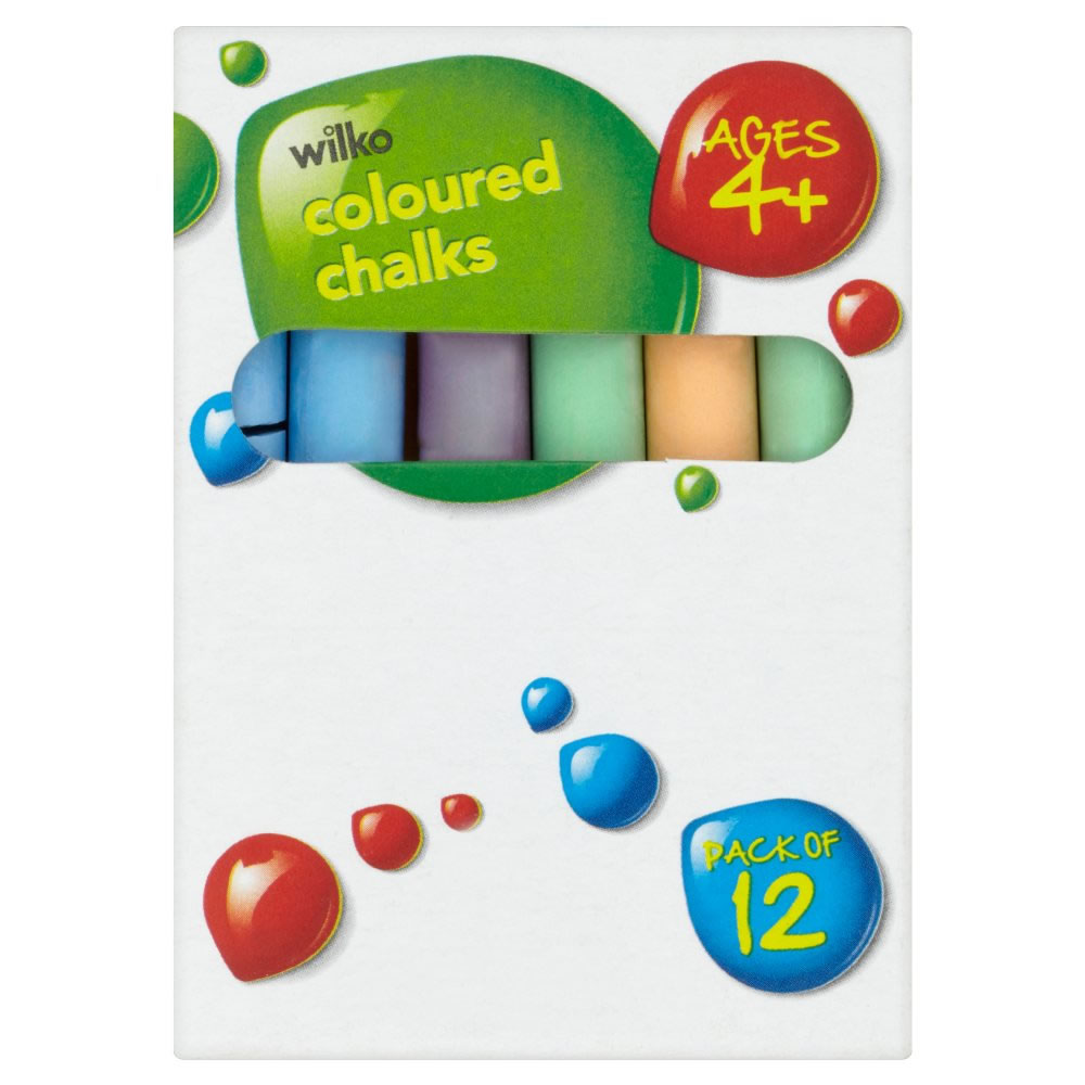 Wilko Chalk Assorted Colour 12 Pack Wilko