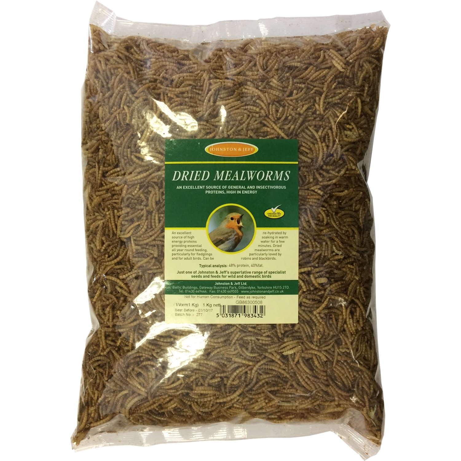 Johnston & Jeff Mealworms Wild Bird Feed 1kg Wilko