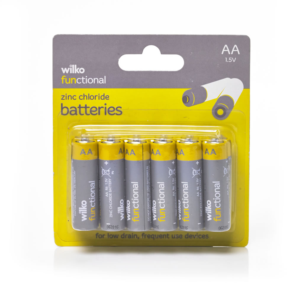 Wilko Functional Zinc Chloride 1.5V AA Batteries 1 2 pack Wilko