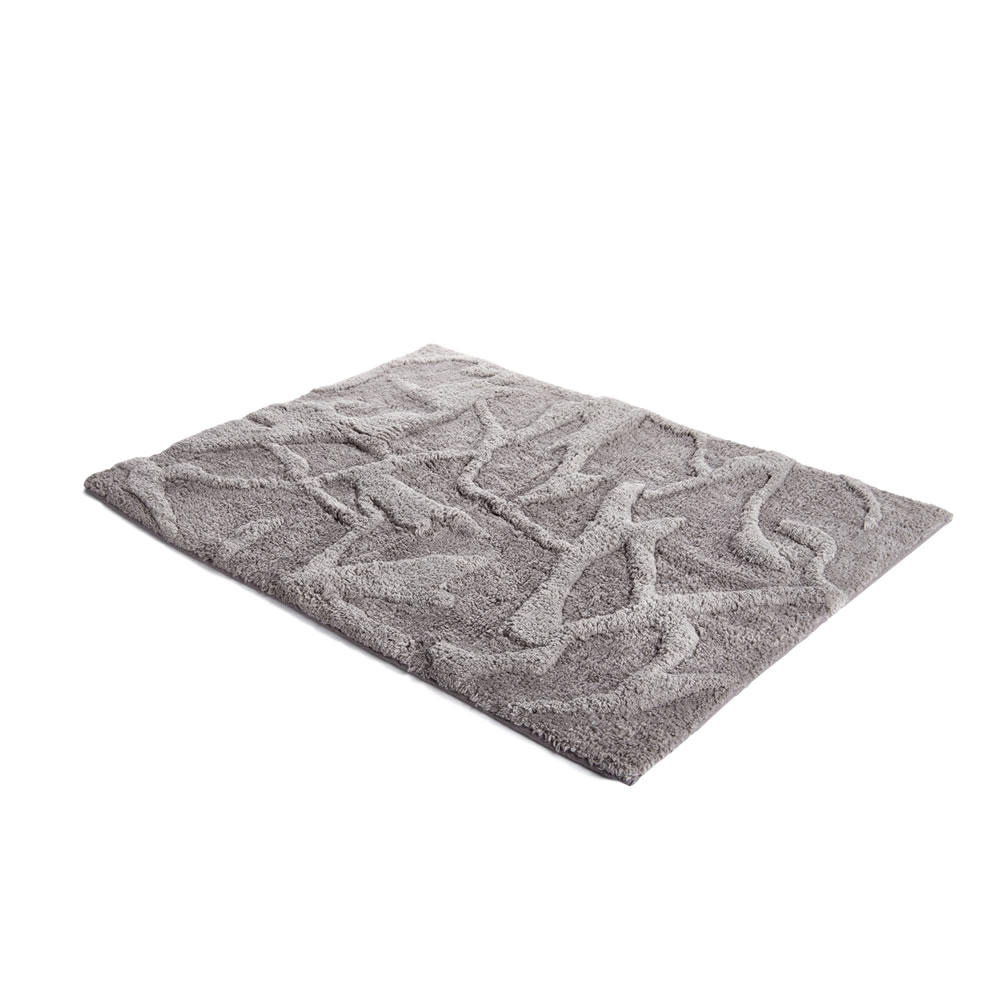Wilko Grey Carved Design Bath Mat Wilko
