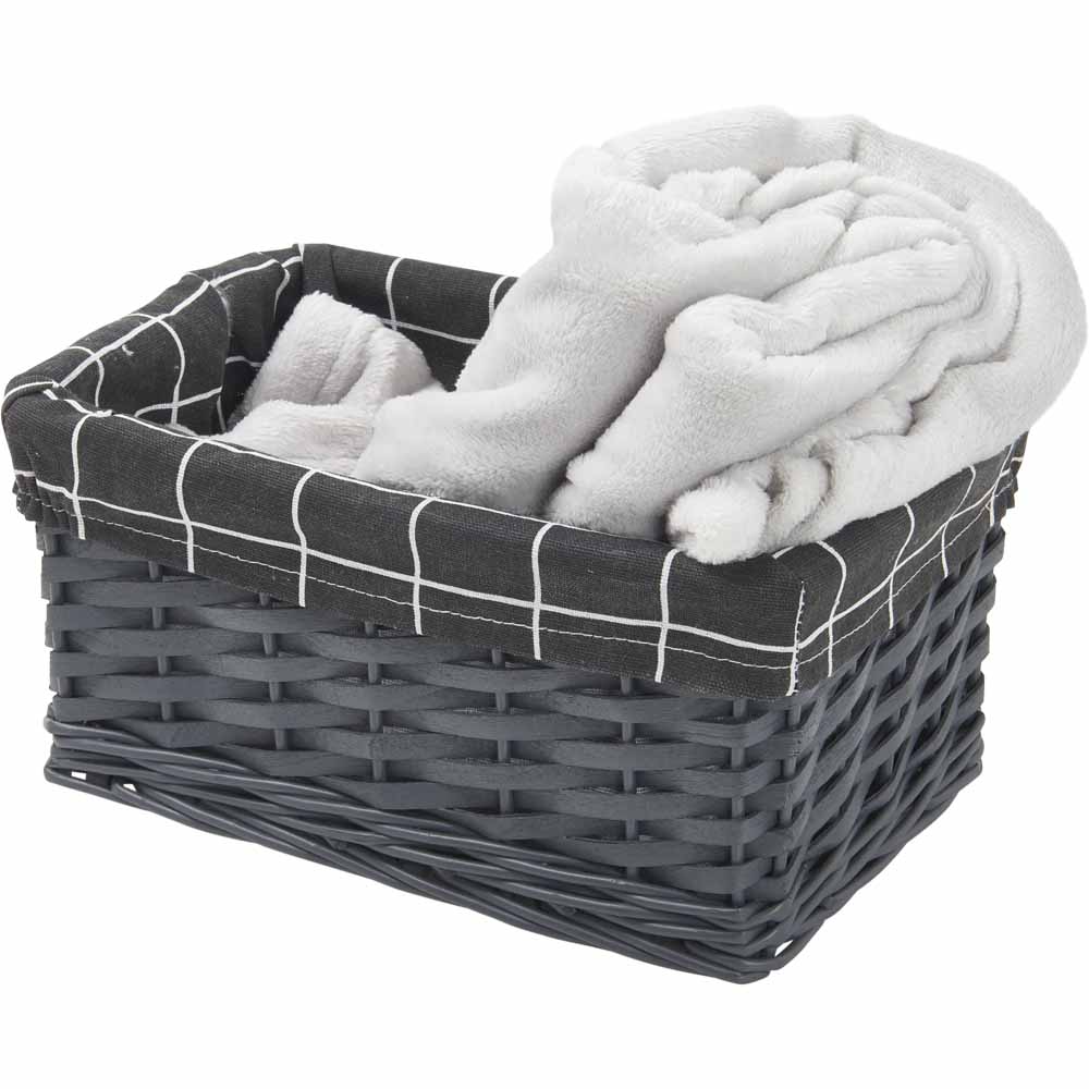Wilko Grey Wicker Basket Small Wilko