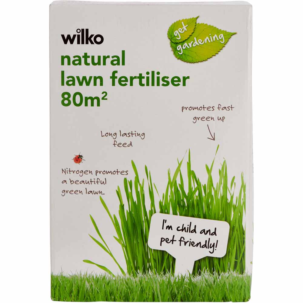 Wilko Natural Lawn Fertiliser 80msq 3.2kg Wilko