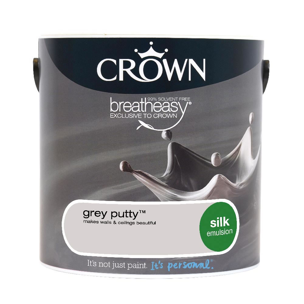 Crown Silk Emulsion Paint Grey Putty 2.5L Wilko