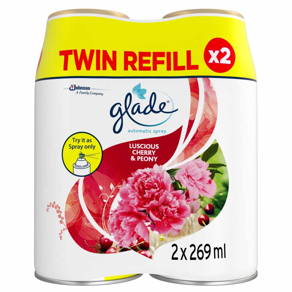 Glade Automatic Spray Twin Refill Cherry & Peony Air Freshener Wilko