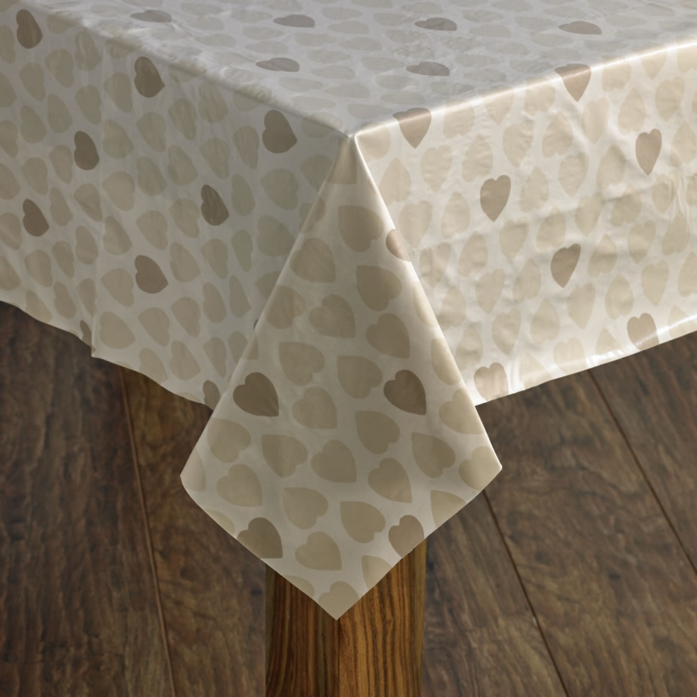 Wilko PVC Heart Design Tablecloth 132 x 178cm Wilko