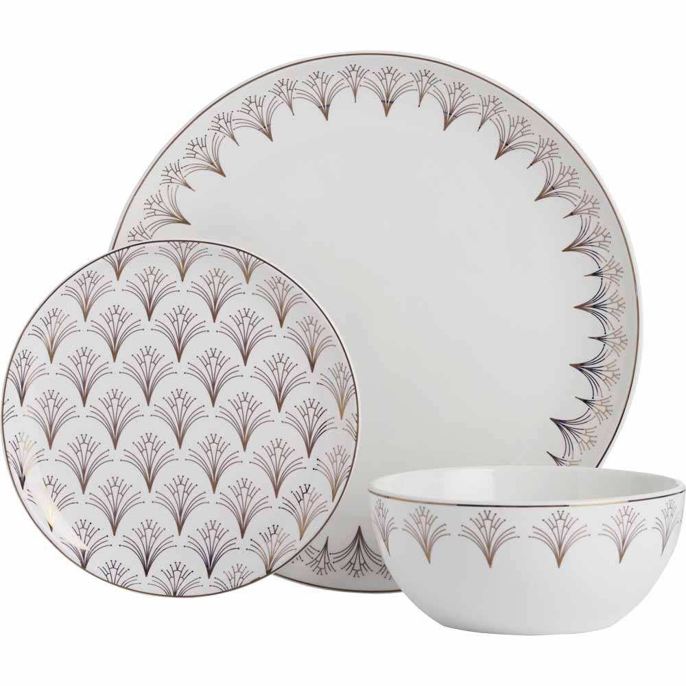 Wilko Luxe Sparkle Gold Dinner Set 12 Piece Wilko