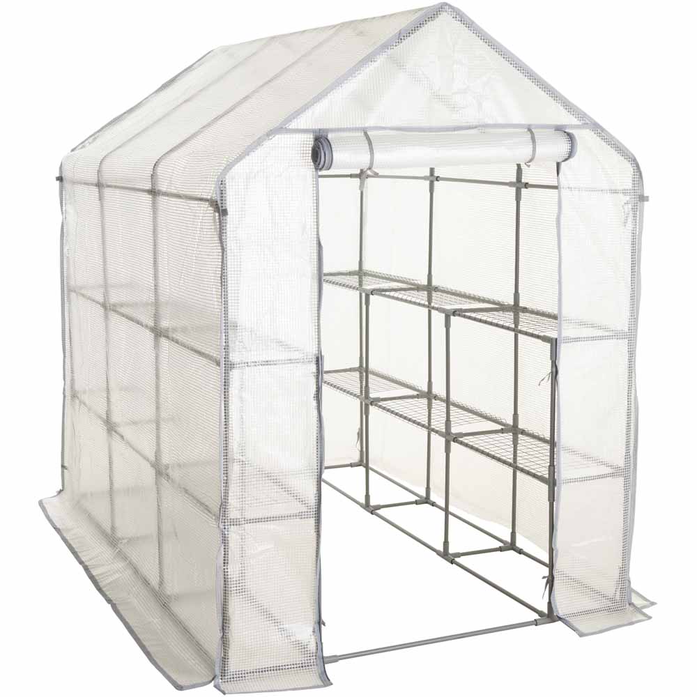 Wilko Large Walk In Greenhouse with 12 Metal Shelves Wilko