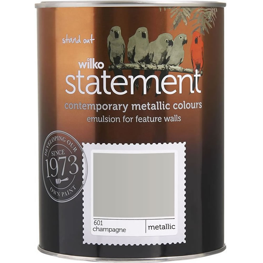 Wilko Statement Champagne Metallic Emulsion Paint 1.25L Wilko