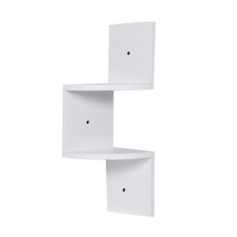 Living and Home 2 Tier White Wooden Zigzag Floating Corner Shelves Wilko