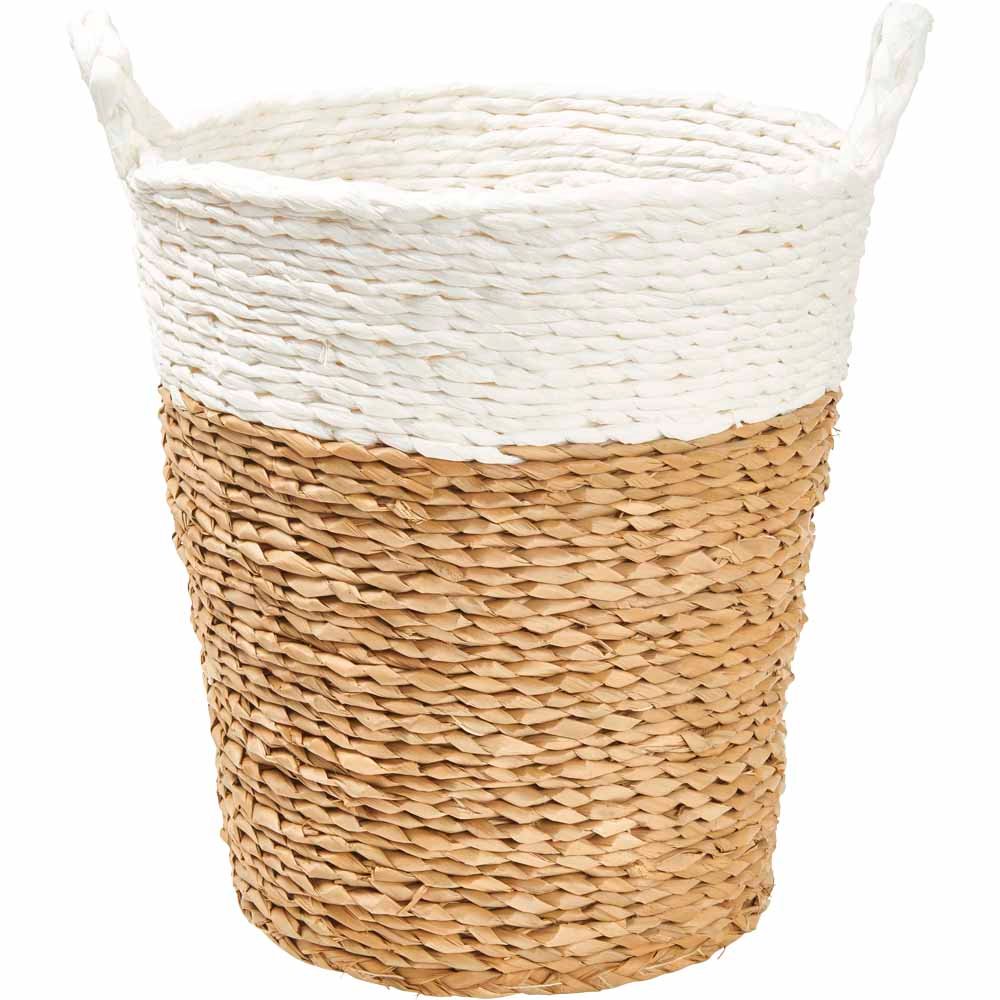 Wilko Rush Round Basket with White Trim Wilko