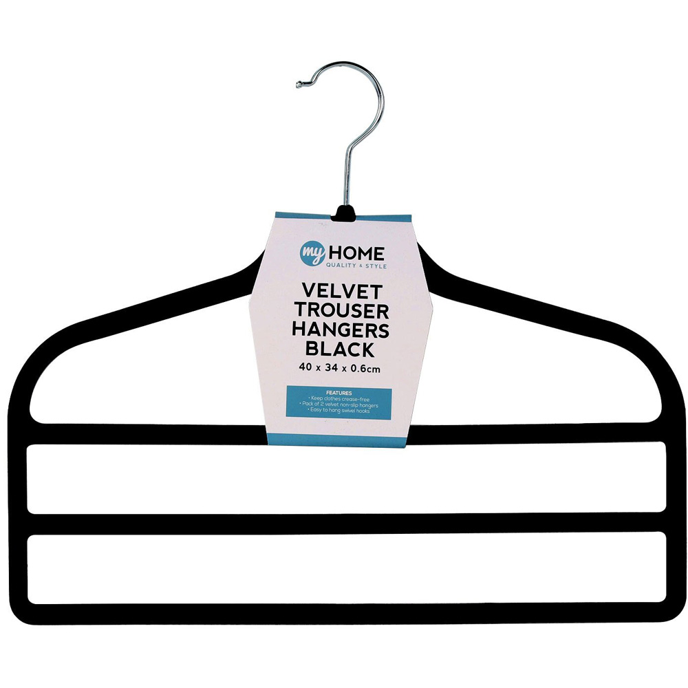 My Home Black Velvet Clothes Hanger 2 Pack Wilko