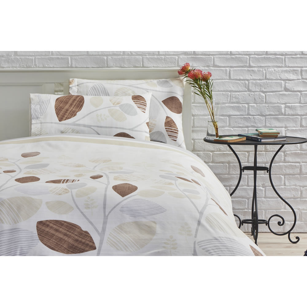 Wilko Duvet Set King Leaf Design Natural Wilko