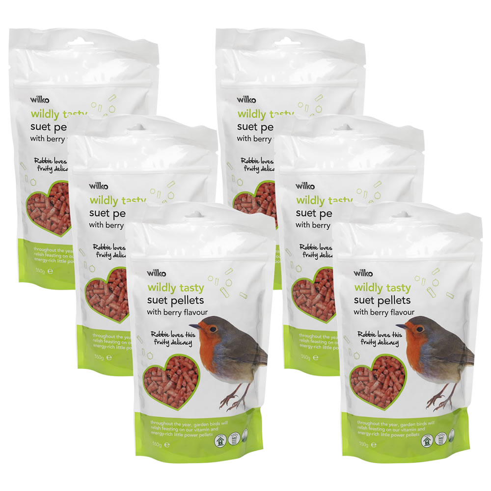 6 Pack Wilko Wild Bird Suet Pellets Berry 550g Wilko
