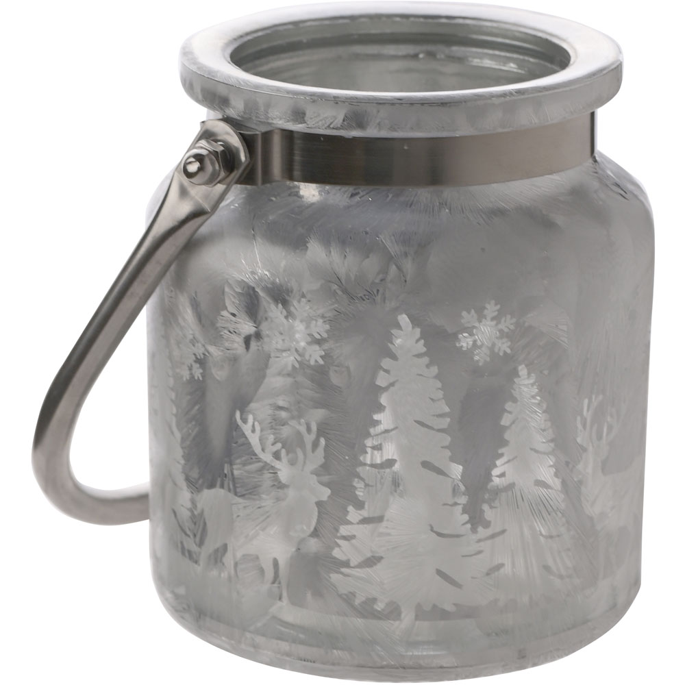 The Christmas Gift Co Silver Reindeer Forest Scene Lantern Wilko